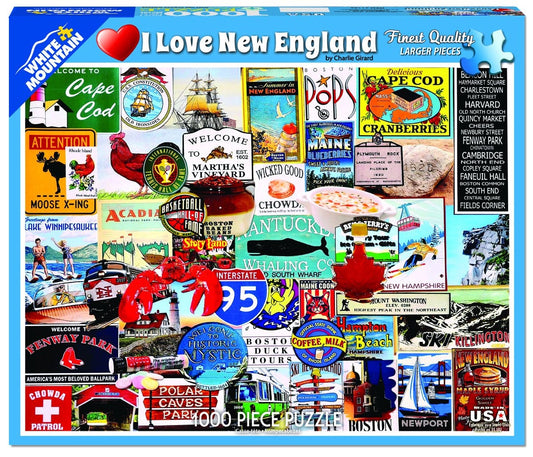 I Love New England Puzzle (1000 Pieces) White Mountain Puzzle (NEW)