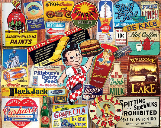 Vintage Signs - Jigsaw Puzzle (1000 Pieces) White Mountain Puzzle Co. (NEW)
