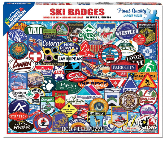 Ski Badges Puzzle (1000 Piece) White Mountain Puzzle Co. (NEW)