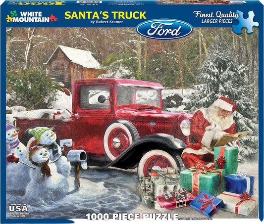 Santa & Ford Truck Holiday Puzzle (1000 Piece) White Mountain Puzzle Co. (NEW)