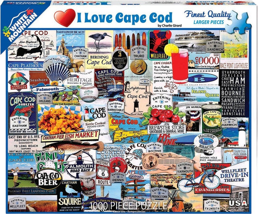 I Love Cape Cod - Puzzle (1000 Pieces) White Mountain Puzzle Co. (NEW)