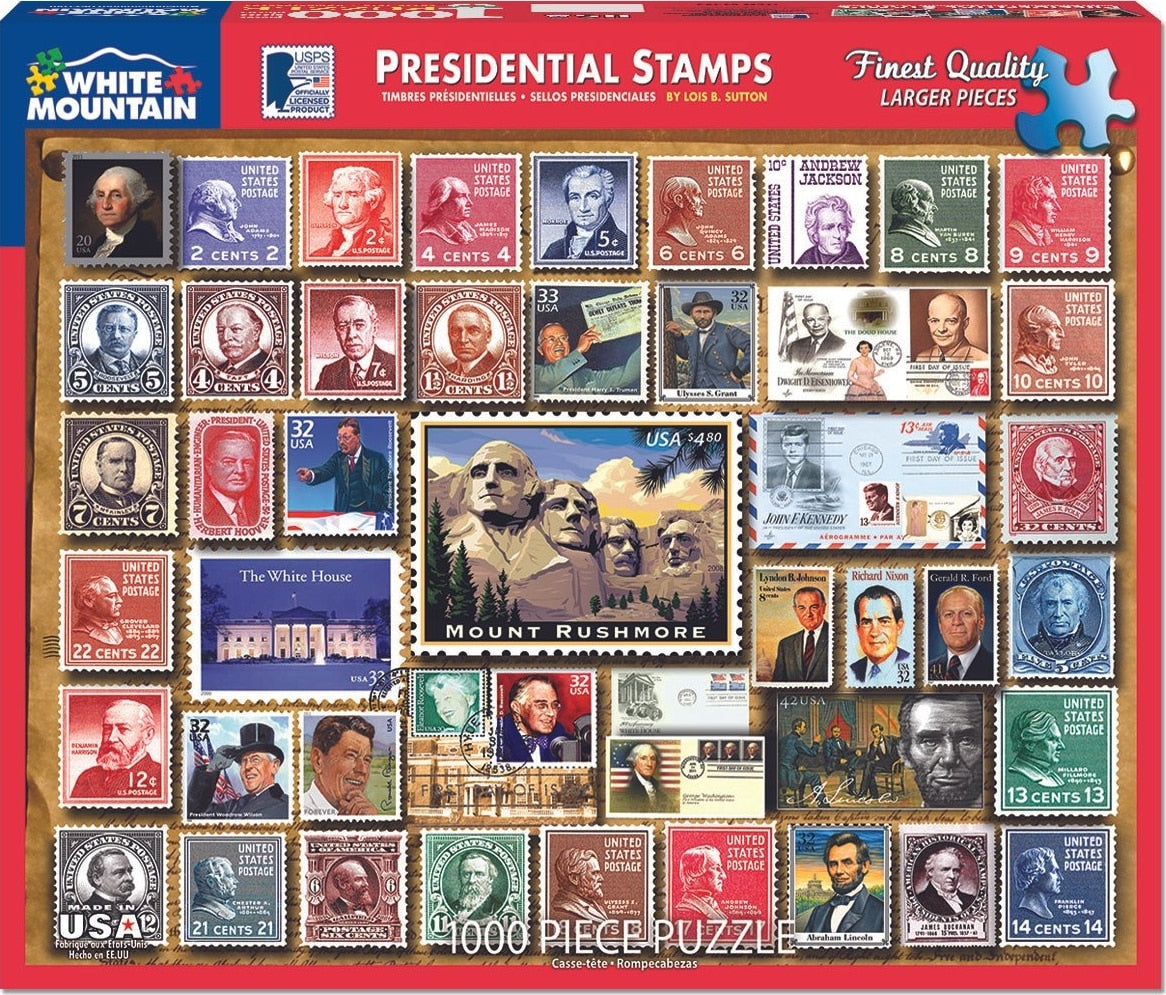 Presidential Stamps Puzzle (1000 Pieces) White Mountain Puzzle Co. (NEW)