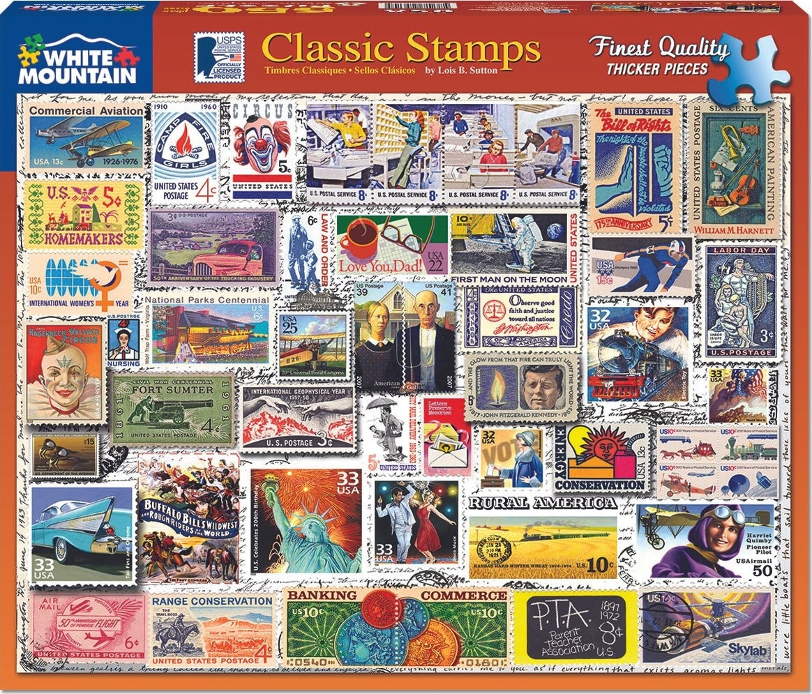 Classic Stamps Puzzle (500 Pieces) White Mountain Puzzle Co. (NEW)