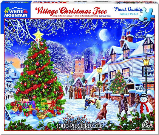 Village Christmas Tree Puzzle (1000 Pieces) White Mountain Puzzle Co. (NEW)