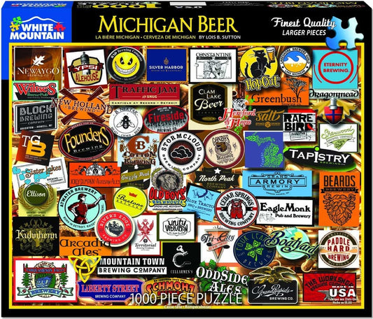 Michigan Beer Puzzle (1000 Pieces) White Mountain Puzzle Co. (NEW)