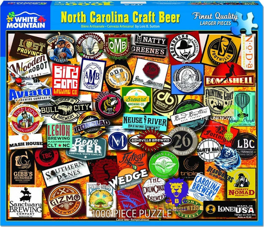 North Carolina Craft Beer Puzzle (1000 Pieces) White Mountain Puzzle Co. (NEW)