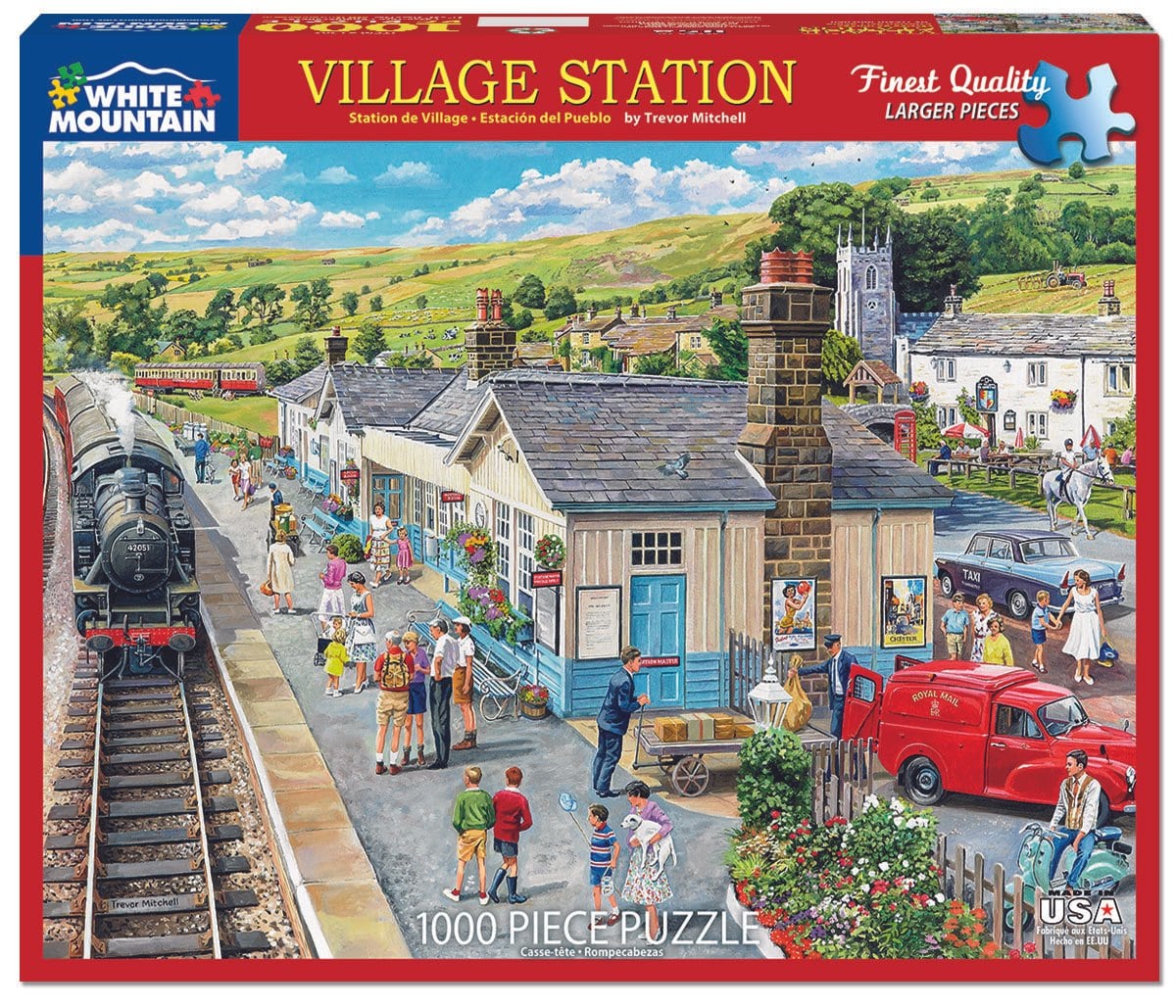 Village Station Puzzle (1000 Pieces) White Mountain Puzzle Co. (NEW)