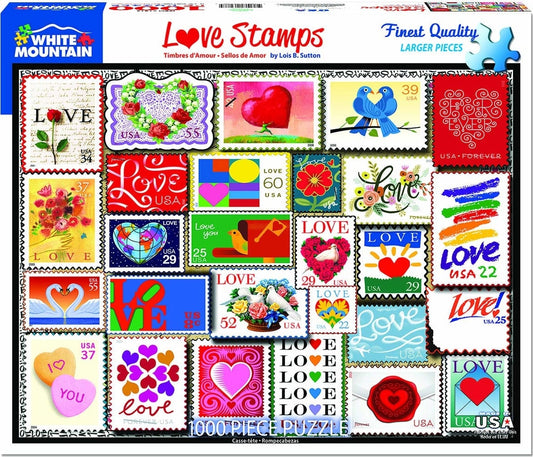 Love Stamps Puzzle (1000 Pieces) White Mountain Puzzle Co. (NEW)