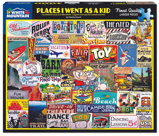 Places I Went As A Kid Puzzle (1000 Pieces) White Mountain Puzzle Co. (NEW)