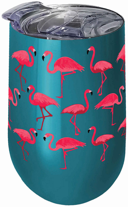 Flamingos - Stainless Steel 16 oz. Wine Tumbler (Teal)