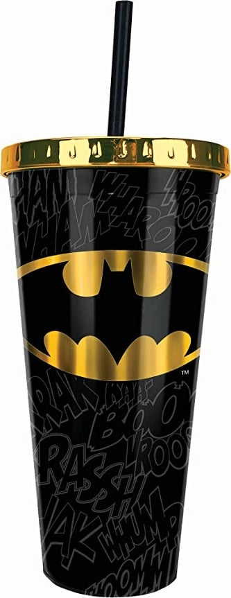 DC Comics - Batman - Foil Cup W/Straw, 20 Ounces, Black