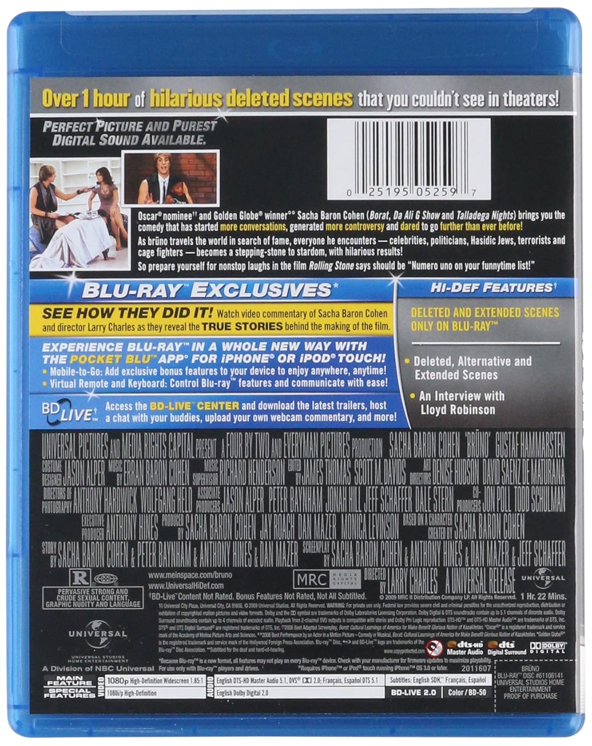Brüno [Blu-ray] Movie - Sacha Baron Cohen New & Mint
