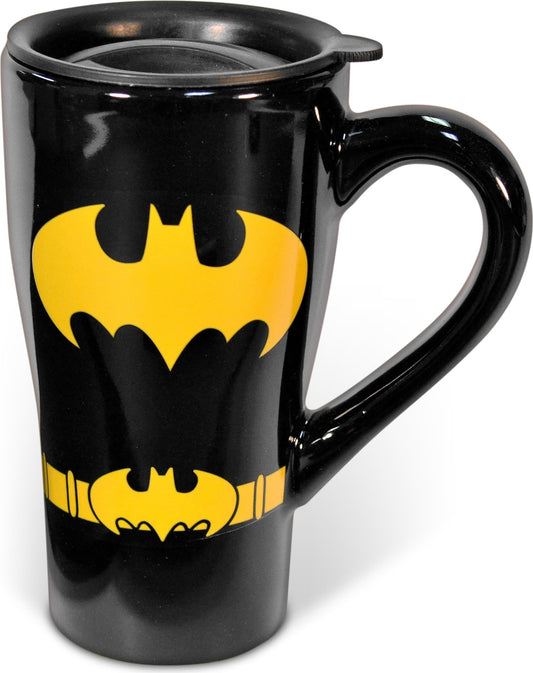 DC Comics - Batman - Uniform - 18 oz. Black Ceramic Travel Mug with Lid