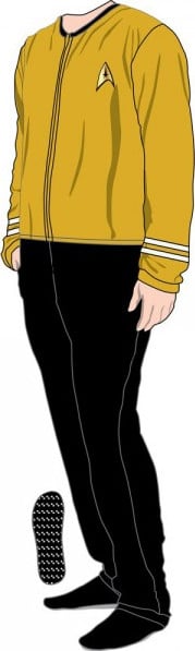 Star Trek – Captain Kirk Unisex Fleece Union Suit – Adult One-Piece Pajamas – Gold Uniform