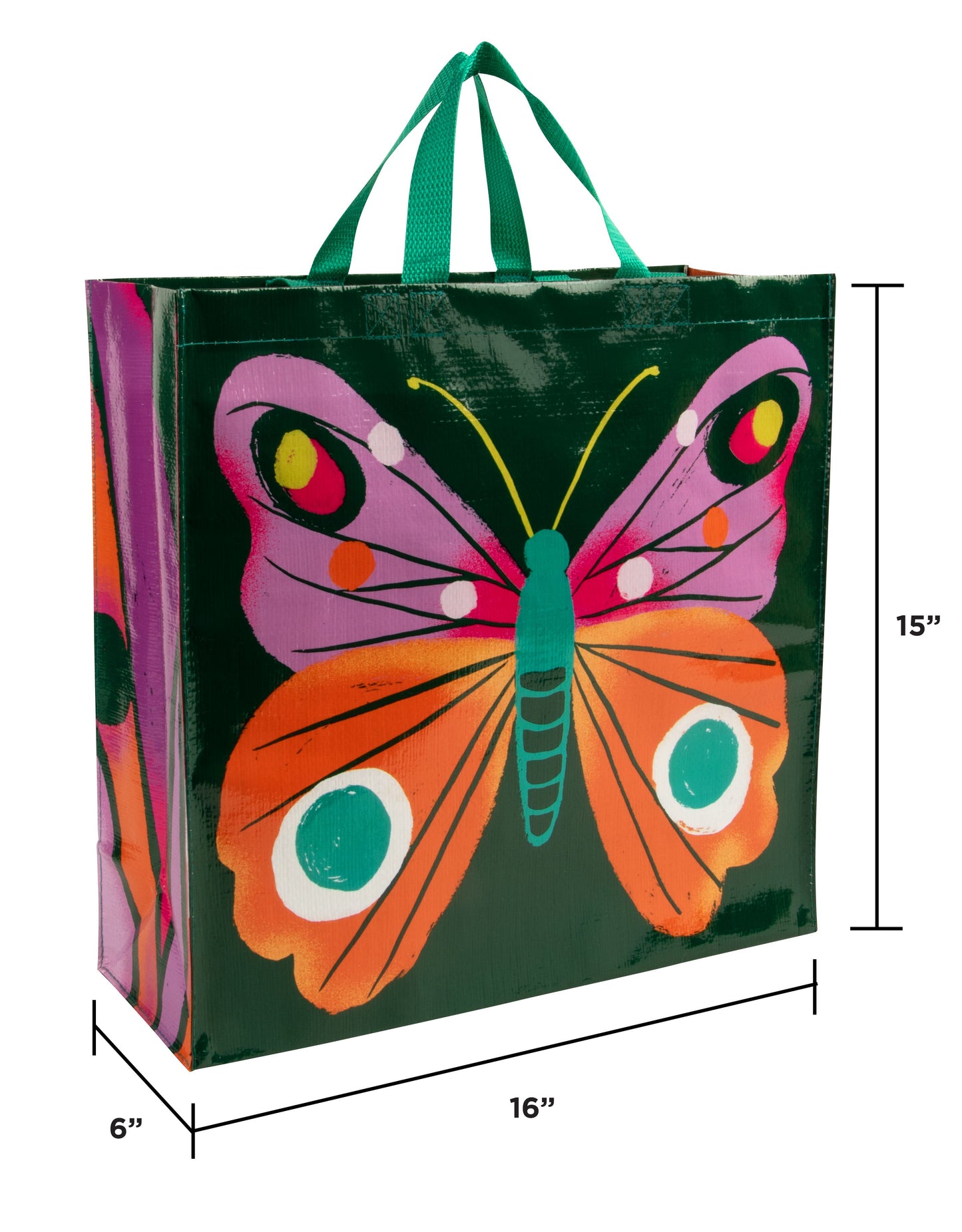 Butterfly - Shopper Tote - 15"h x 16"w x 6"d - Made From 95% Post Consumer Material