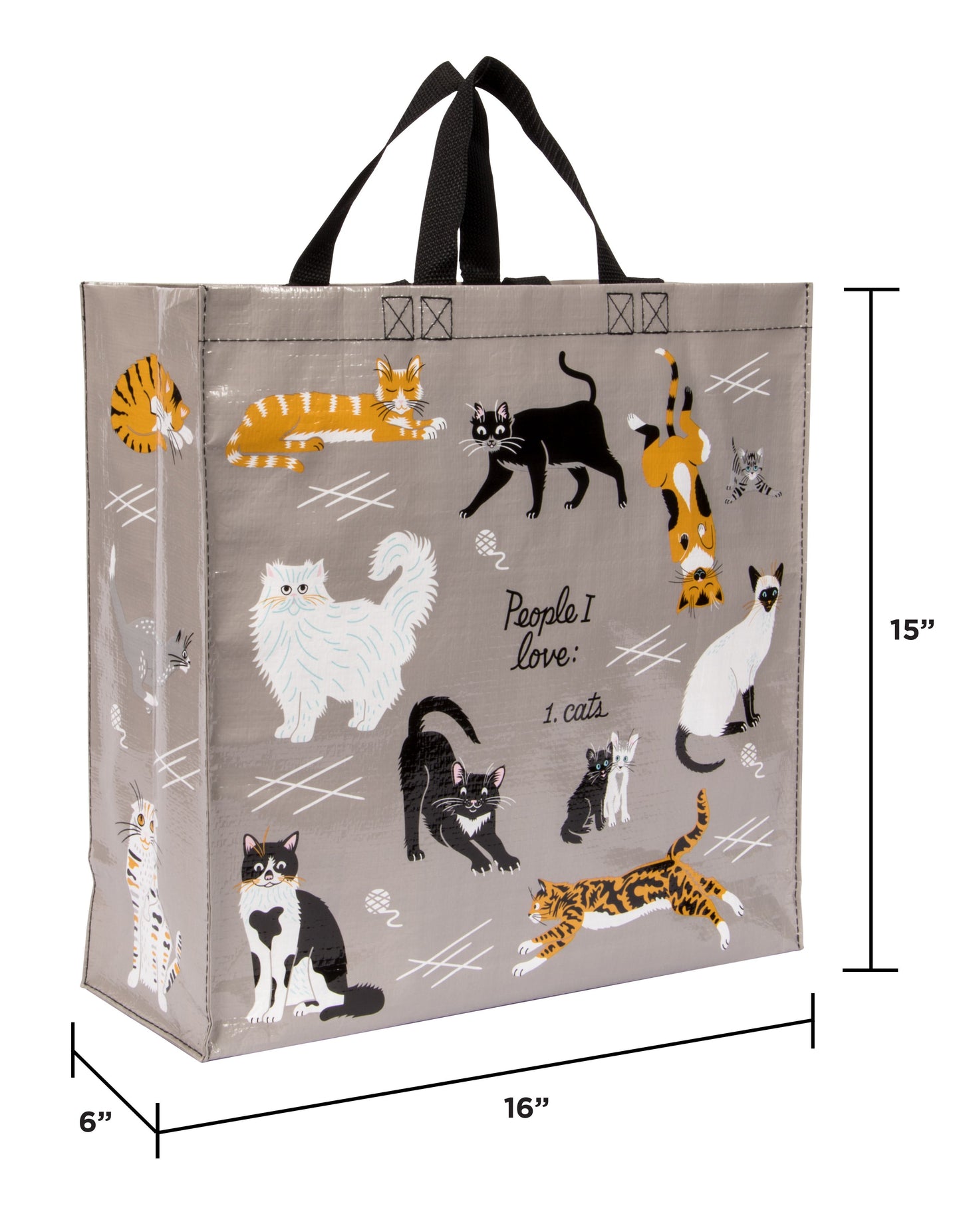People I Love: Cats - Shopper Tote - 15"h x 16"w x 6"d - Made From 95% Post Consumer Material