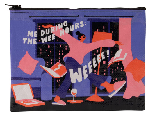 Me During The Wee Hours  -  Zipper Pouch Tyvek Blue Q  7.25"h x 9.5"w.(New)