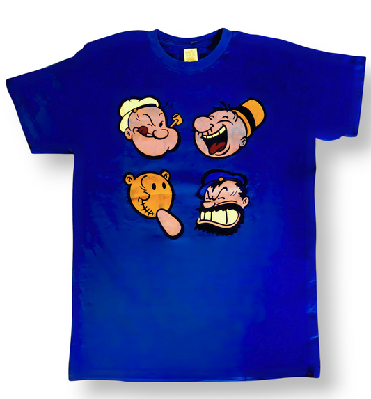 Popeye – T-Shirt | Wimpy, Eugene, Brutus & Popeye – Distressed Faces 100% Cotton
