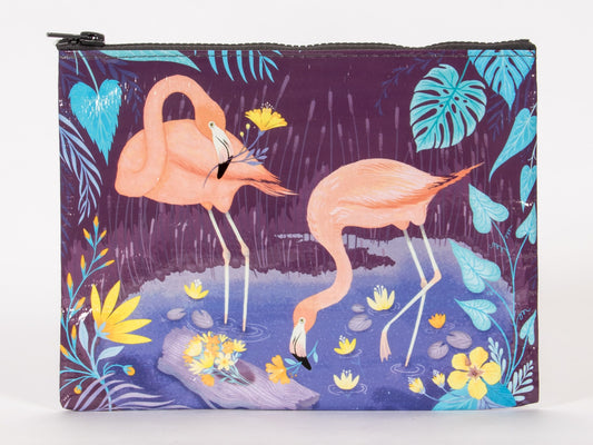 Flamingos Tyvek Zipper Pouch from Blue Q (New With Tags) 7.25"h x 9.5"w.