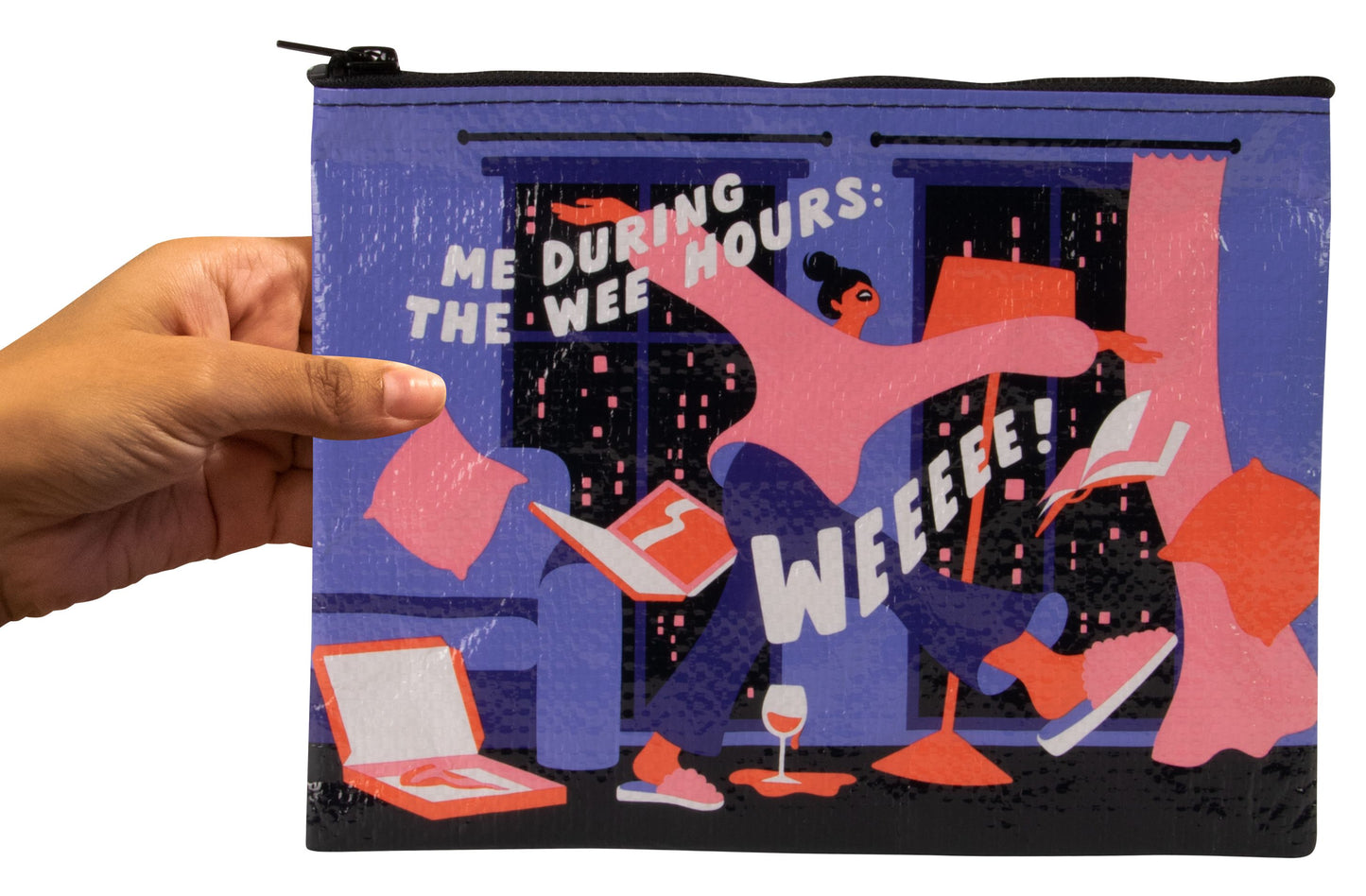 Me During The Wee Hours  -  Zipper Pouch Tyvek Blue Q  7.25"h x 9.5"w.(New)