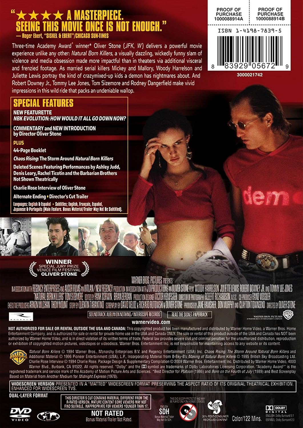 Natural Born Killers (DVD) - Woody Harrelson -Juliette Lewis - Tommy Lee Jones