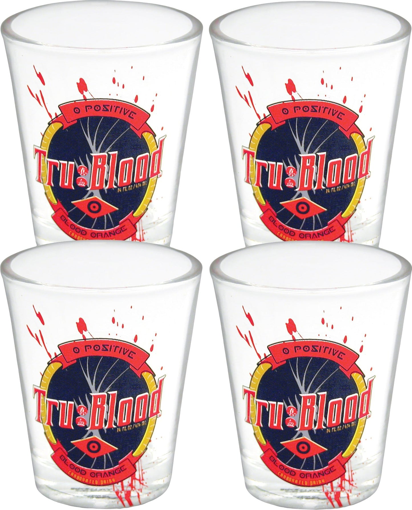 True Blood - Clear Splatter Shot Glass:Set of 4