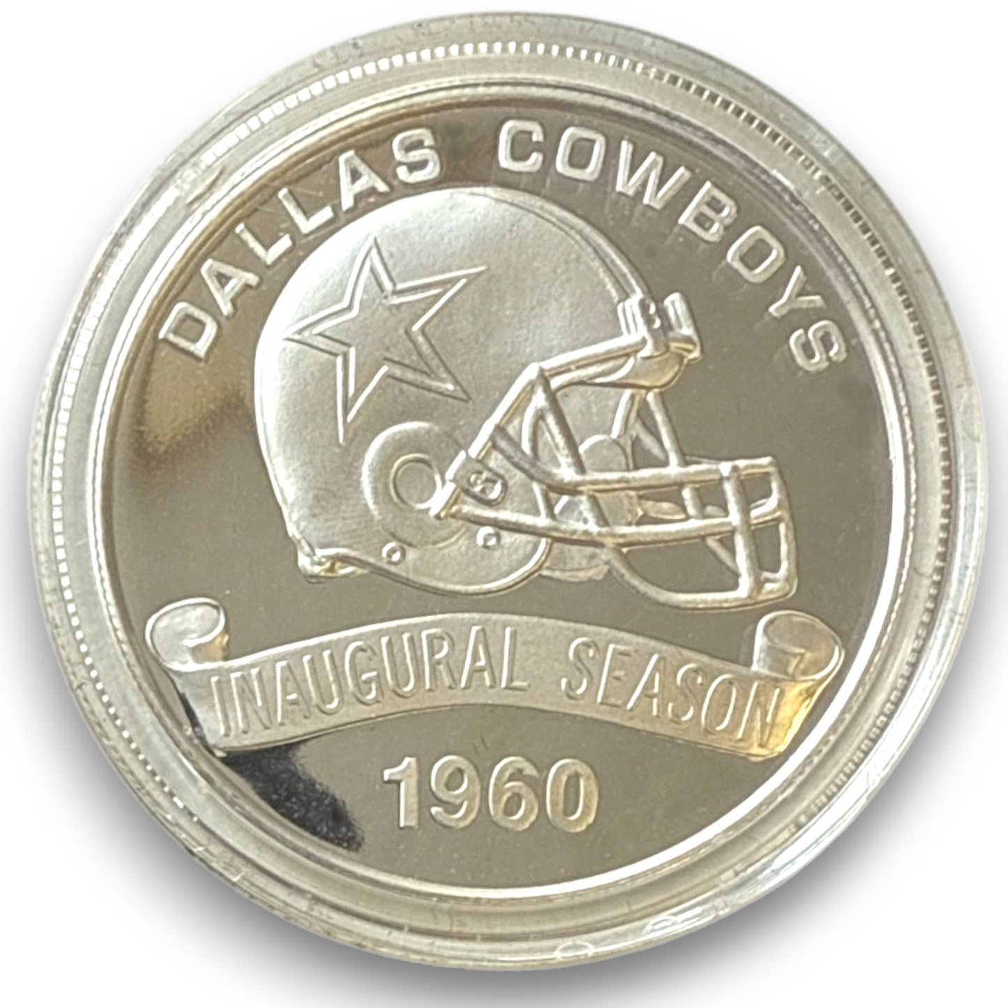NFL Dallas Cowboys Inaugural Season Sterling Silver Plated Game Coin Licensed Highland Mint