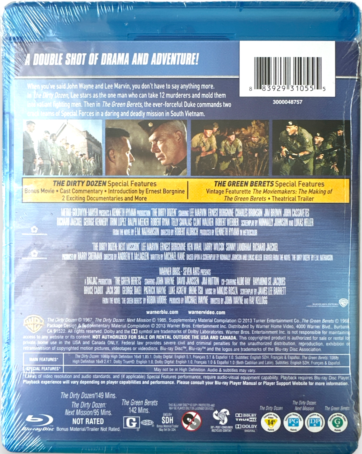 The Dirty Dozen / The Green Berets - Double Feature [Blu-ray] (New & Sealed)