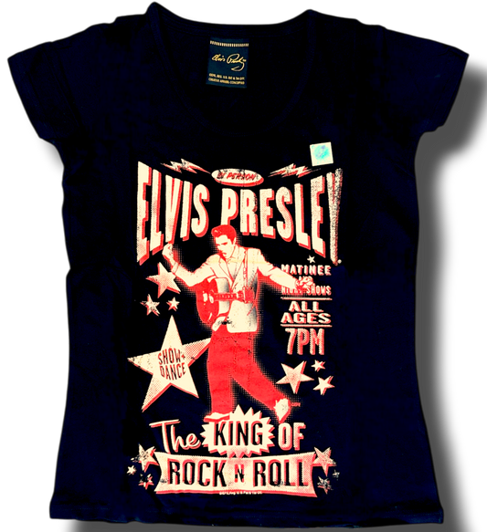 Elvis Presley Retro ShowTime T-Shirt - 100% Cotton - Official Merch. W/ Elvis Hologram (New)