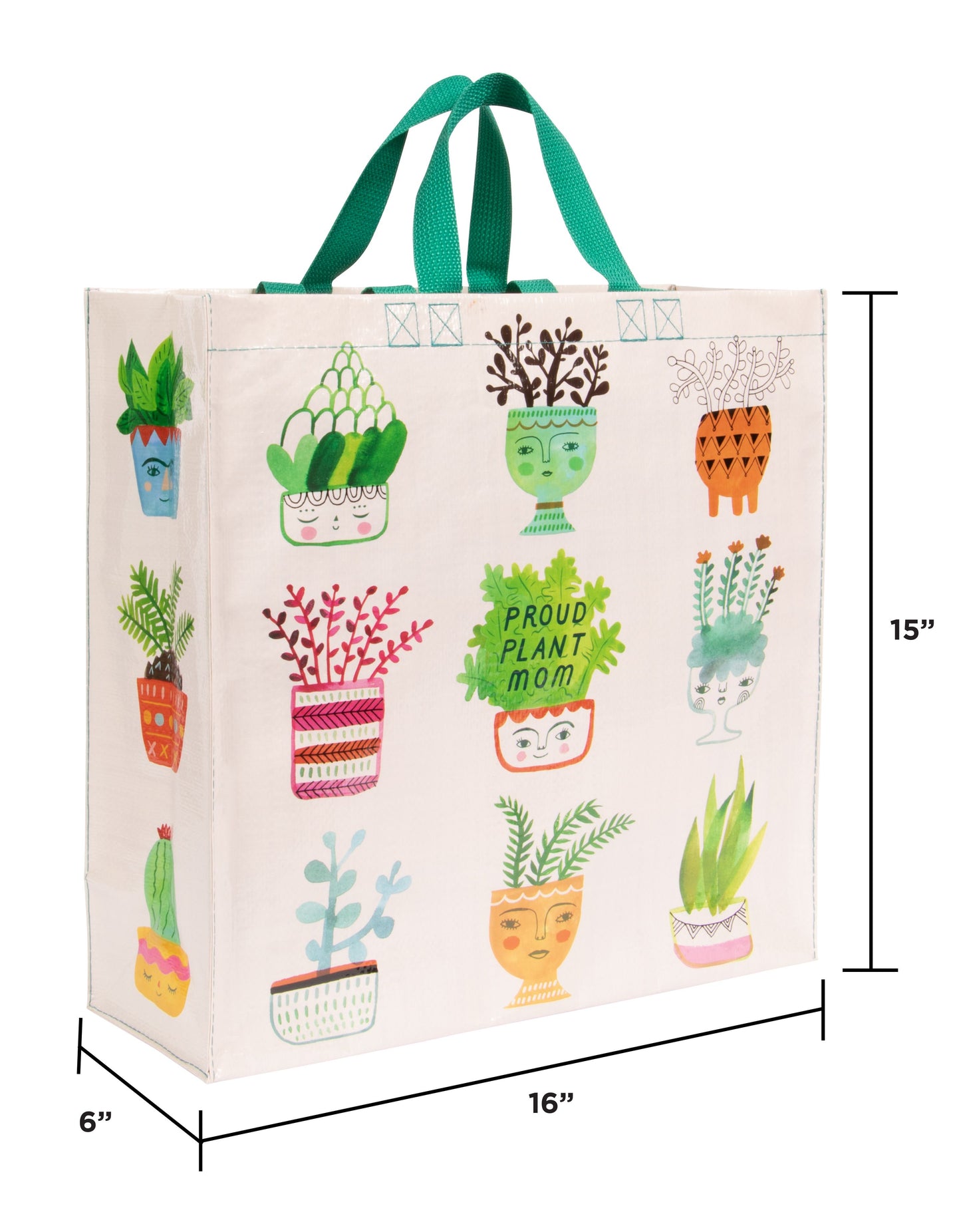 Proud Plant Mom - Shopper Tote - 15"h x 16"w x 6"d - Made From 95% Post Consumer Material