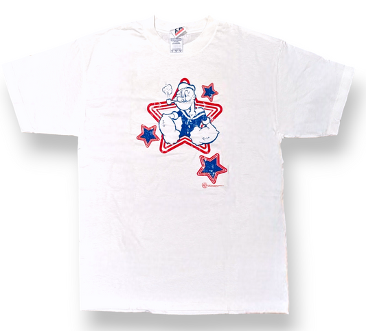 Popeye – TShirt The Sailor Man Red, White & Blue - Retro Style (New) 100% Cotton - Officially Licensed