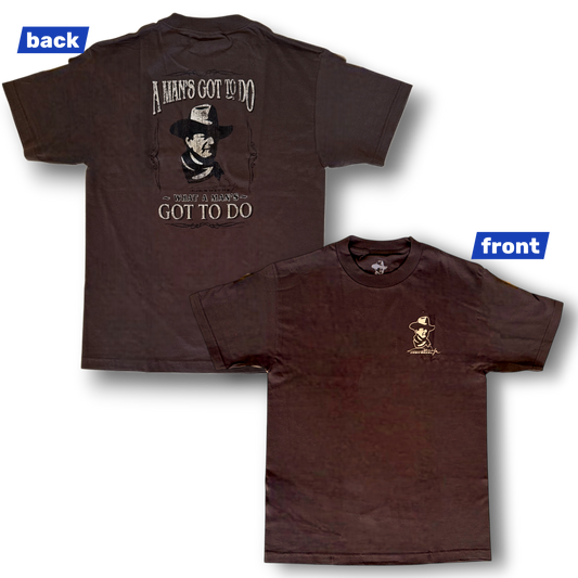 John Wayne Life Rules T-Shirt A Man’s Got To Do Double Sided 100% Cotton Medium