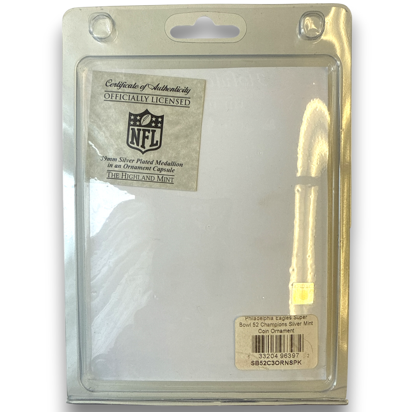 NFL - Philadelphia Eagles Super Bowl Year - 2017 / 2018  NFC Champion Silver Plate Ornament