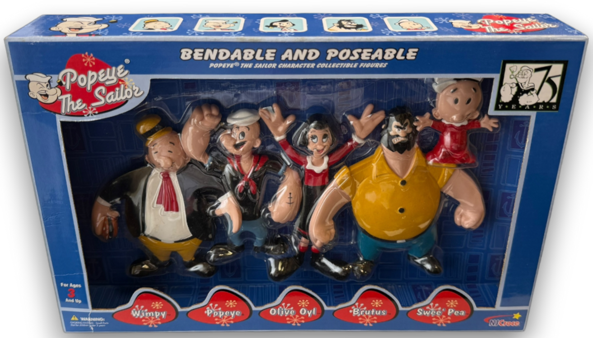 Popeye Retro Bendable Figure Boxed Set NJ Croce 75th Anniv. Last New Set