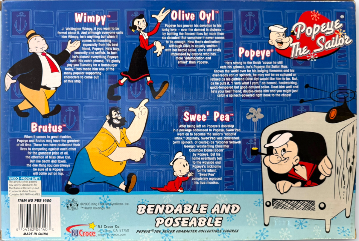 Popeye Retro Bendable Figure Boxed Set NJ Croce 75th Anniv. Last New Set