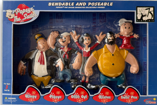 Popeye Retro Bendable Figure Boxed Set NJ Croce 75th Anniv. Last New Set