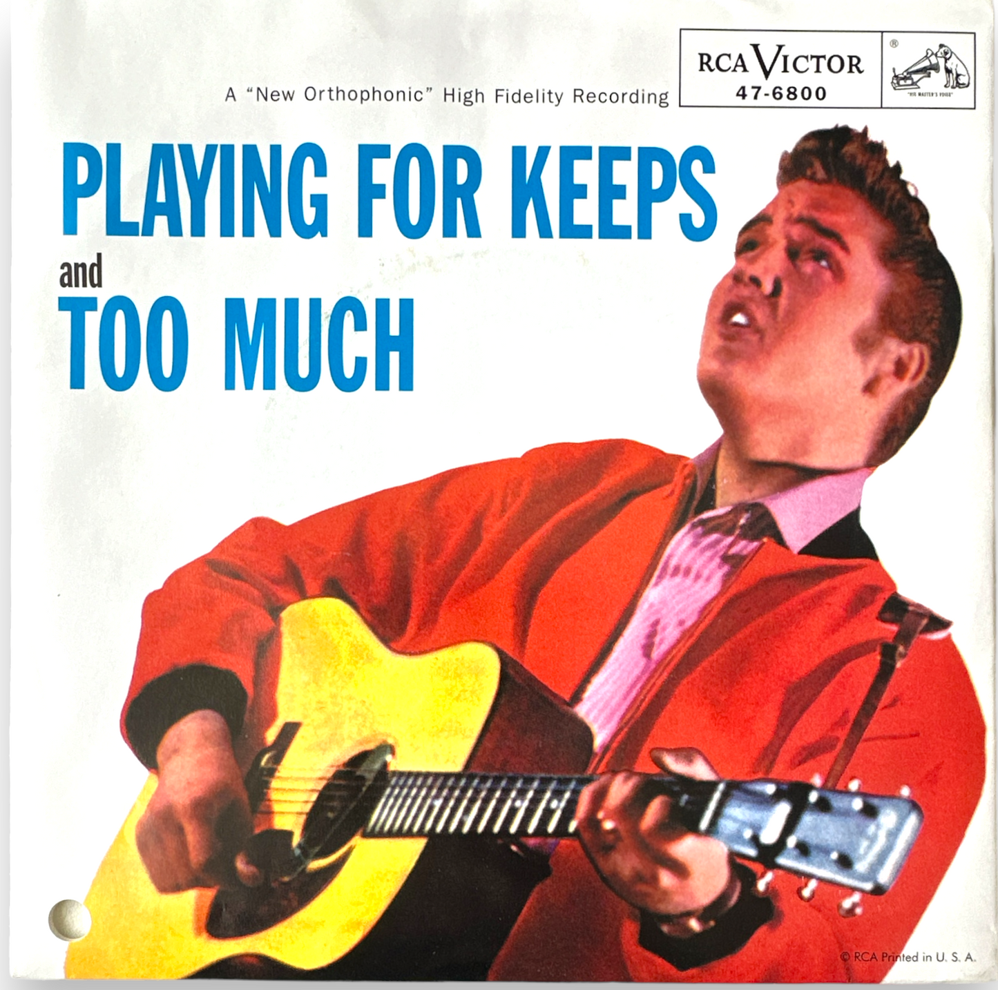 Elvis Presley & Jordanaires Too Much / Playing For Keeps Promotional Copy