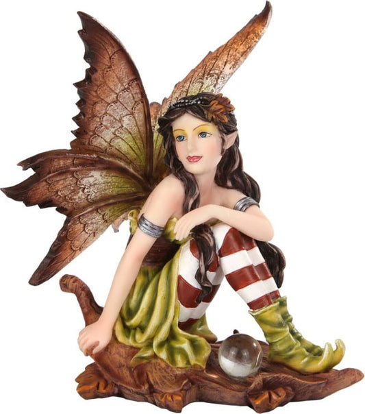 Mystical - Fairyland Fairy - Autumn Elf Fairy Sitting on Oak Leaf  Figurine