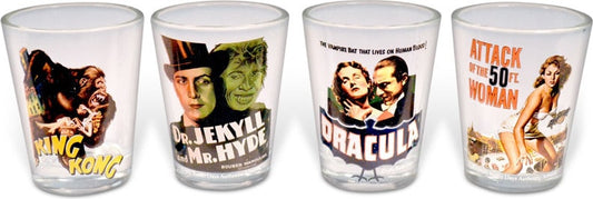 Vintage Horror Movies - 4-Piece Shooter (Shot Glass) Set