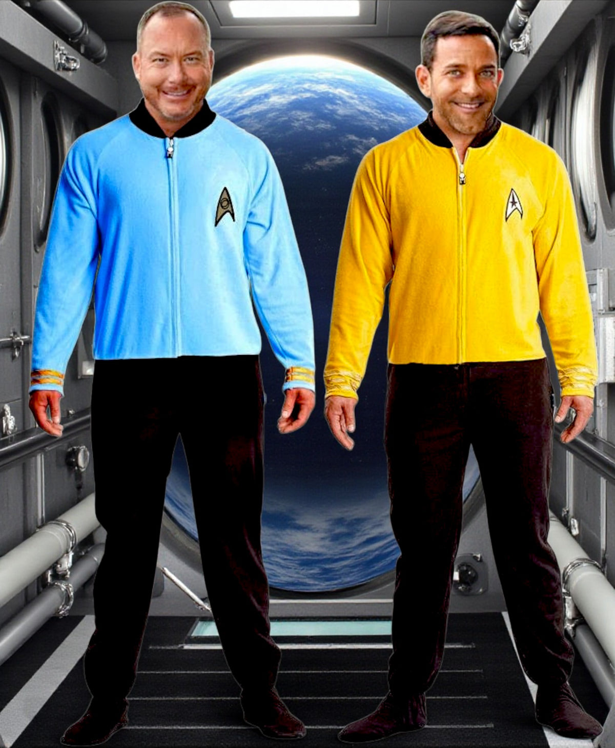 Star Trek – Captain Kirk Unisex Fleece Union Suit – Adult One-Piece Pajamas – Gold Uniform