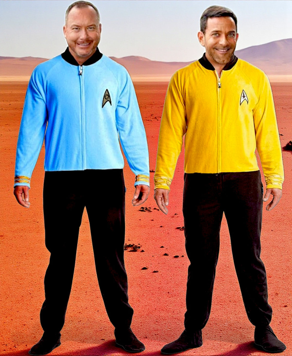 Star Trek – Captain Kirk Unisex Fleece Union Suit – Adult One-Piece Pajamas – Gold Uniform