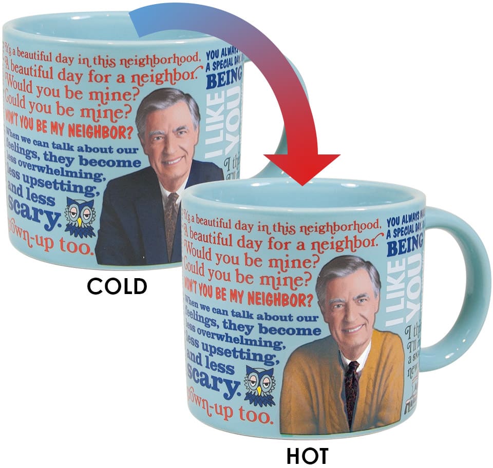 Mister Rogers Heat Changing Mug - Add Coffee or Tea and Mr. Rogers' Jacket Changes to His Sweater