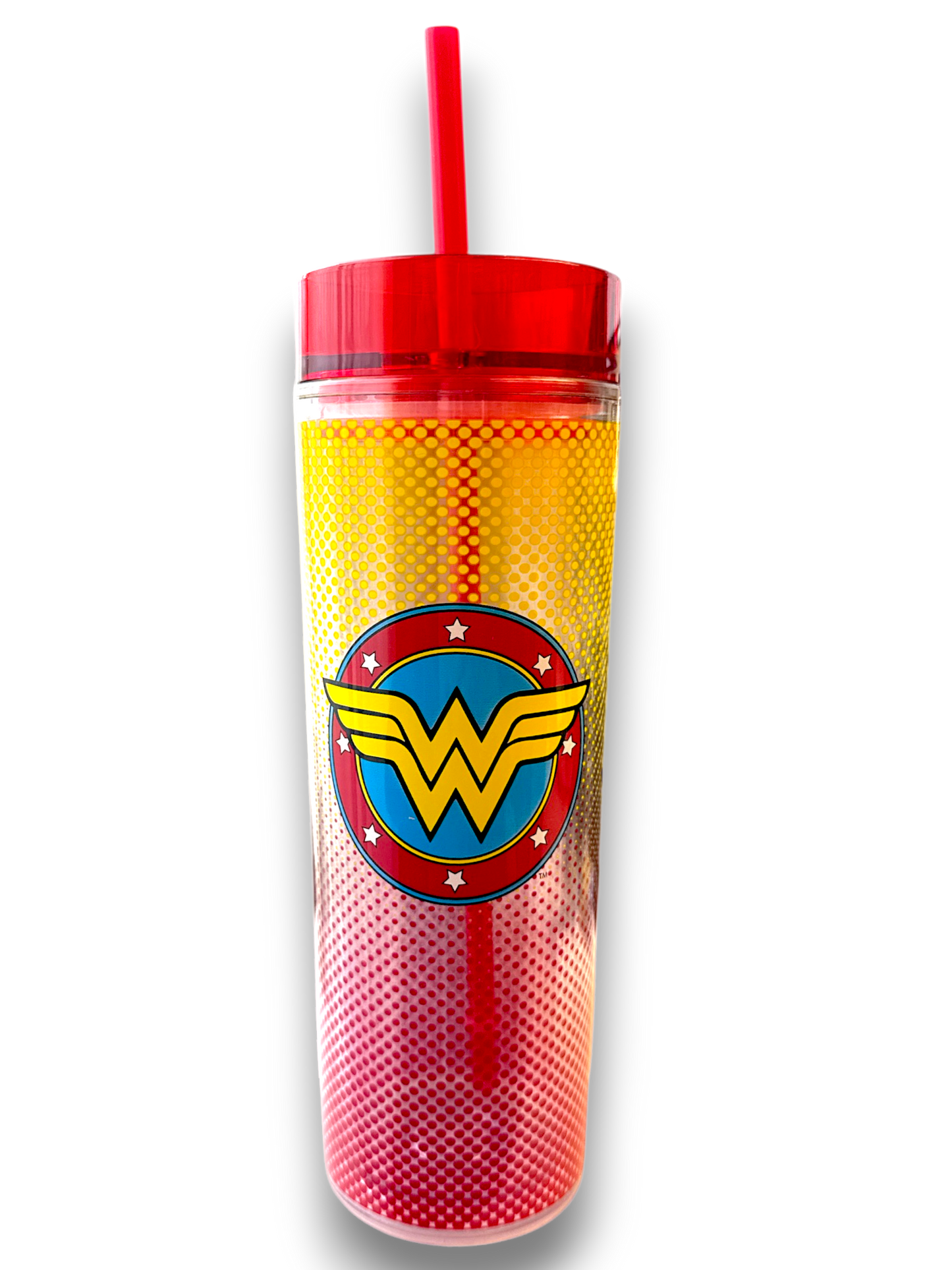 DC Comics - Wonder Woman 16 OZ Acrylic Cup With Straw - (New & Boxed) Spoontiques