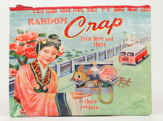 Random Crap - Tyvek Zipper Pouch from Blue Q (New With Tags) 7.25"h x 9.5"w.